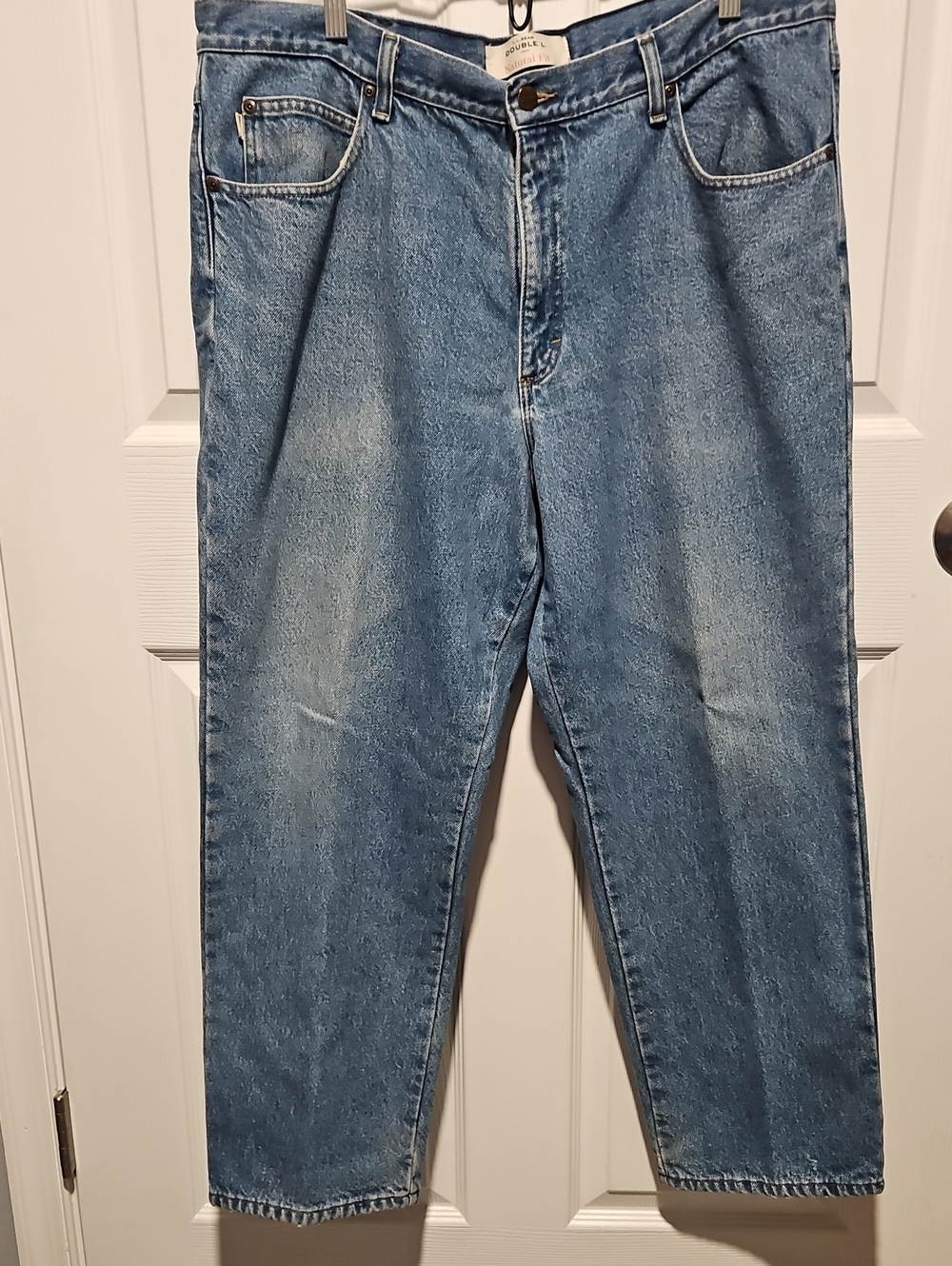 Vintage L.L. Bean Flannel Lined Double L Jeans Mens 40x29 Natural Fit Plaid Y2K